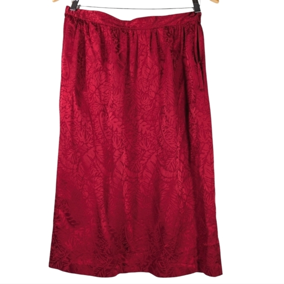 Vintage Argenti 100% Silk Red Skirt Suit Set Size 6 Made in Hong Kong - Picture 9 of 11